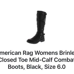 American Rag Womens Brinley Closed Toe Mid-Calf Combat Boots, Black, Size 6.0